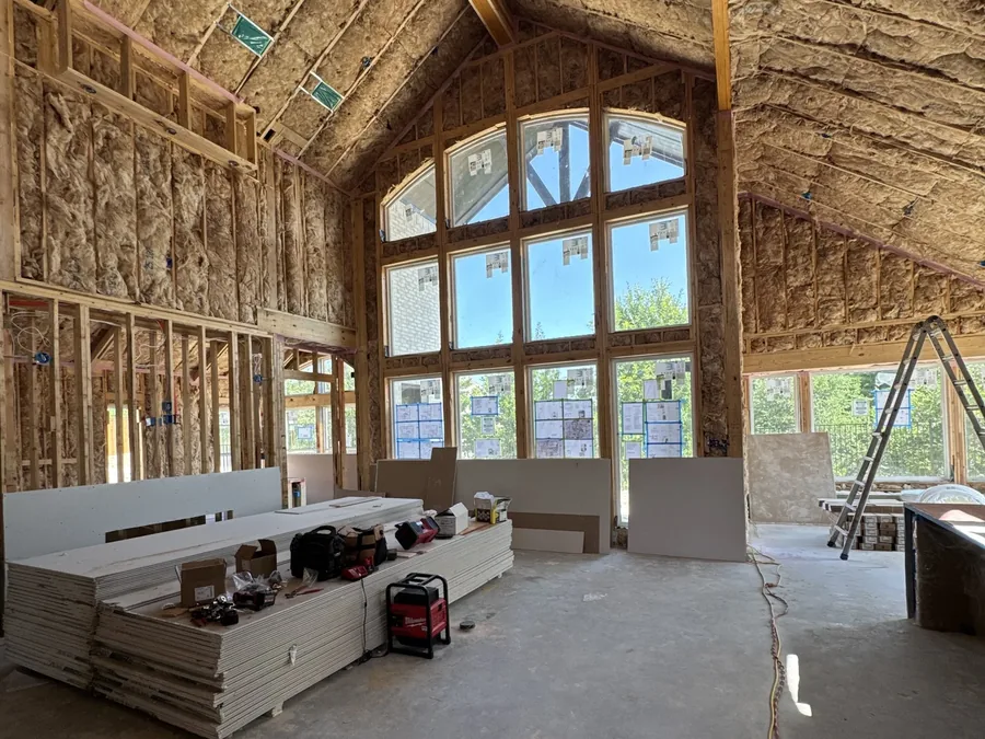 New-construction custom home interior framed and ready for plumbing rough-in by Eco Water Solutions